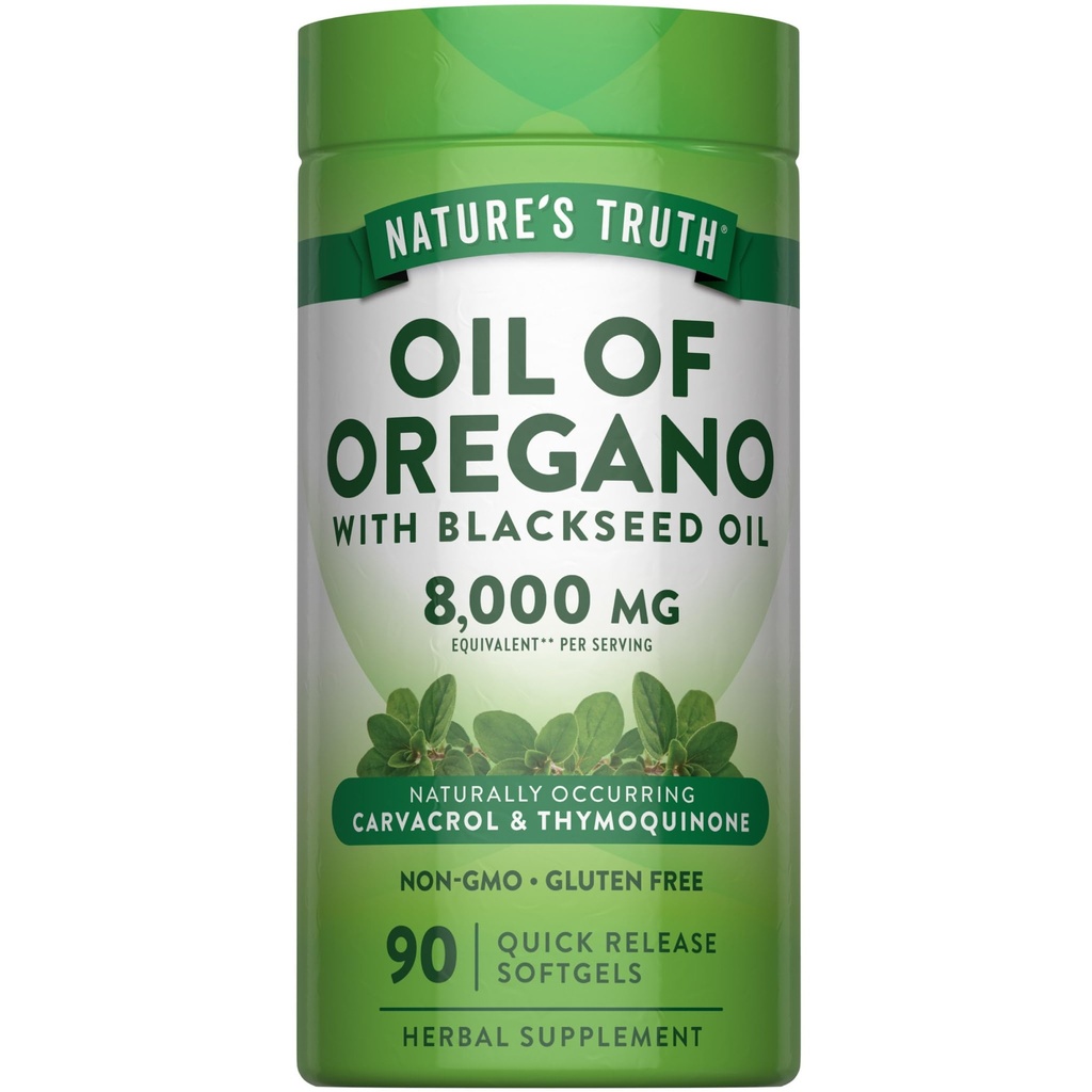 Nature's Truth Oil of Oregano Pills with Black Seed Oil | 90 Softgels | Naturally Occurring Carvacrol | Non-GMO & Gluten Free Supplement