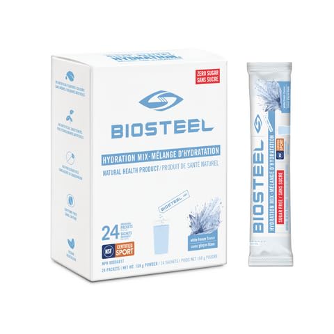 BIOSTEEL Hydration Mix, Sugar-Free with Essential Electrolytes, White Freeze, 24 Single Serving Packets