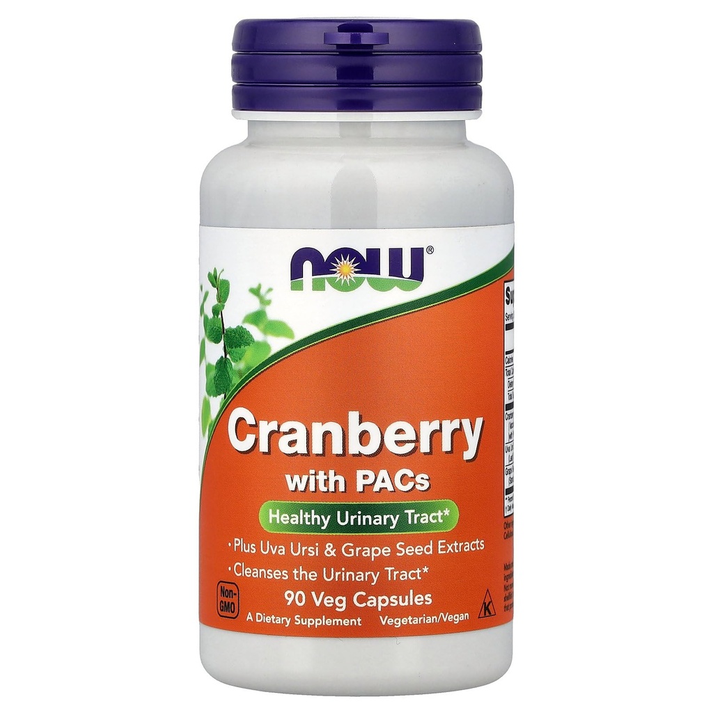 NOW Συμπληρώματα, Cranberry με PACs, συν Uva Ursi και Grape Seed Extracts 90 Veg Κάψουλες