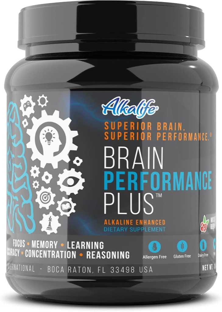 Alkalife Brain Performance Plus – First Alkaline Enhancing Nootropic to Maximize Cognitive Potential, Boost Memory, Focus and Mental Clarity, and Support Overall Brain Health – 10oz