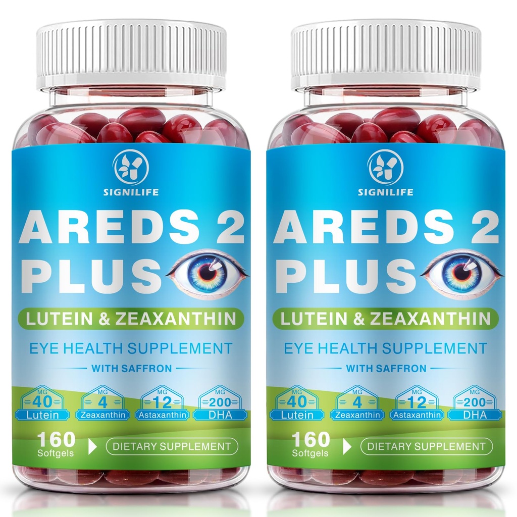 AREDS 2 Plus Lutein and Zeaxanthin Softgels-Eye Vitamins with Astaxanthin 12mg,Vitamins C, E, Saffron & DHA - Eyebright,Blue Light Protection,Eye Health Support-320 Softgels