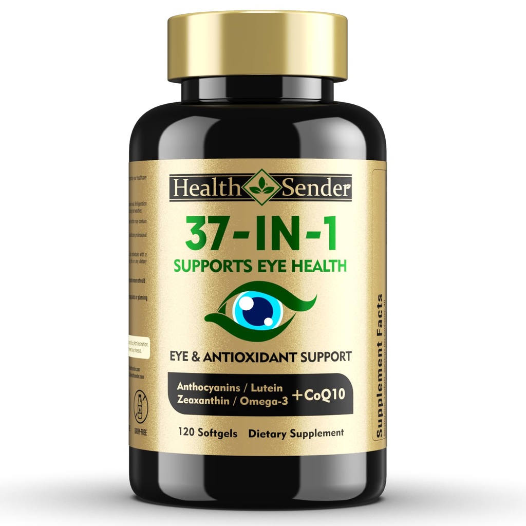 37 in 1 Eye Vitamins with Lutein and Zeaxanthin Supplement, AREDS 2 Inspired Eye Supplement with CoQ10, Omega-3, Minerals Eye Health Support for Adults & Seniors, Daily Vision Supplement, 120 Softgels