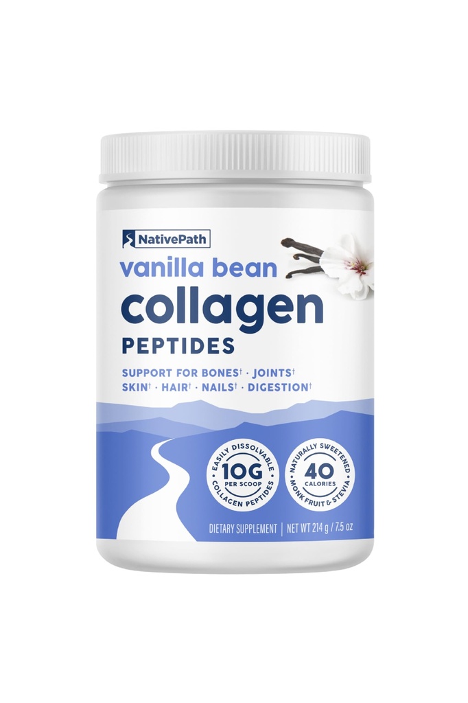 NativePath Collagen Peptides - Υδρολυμένος Τύπος 1 & 3 Collagen. Keto & Παλαιό χόρτο-Fed πρωτεΐνη σκόνη για τα μαλλιά, το δέρμα, τα νύχια, τα οστά, αρθρώσεις, digestion και περισσότερα - Δεν Γλουτένη ή γαλακτοκομικά (Βανίλια φασόλια, 214g)