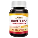 LOVITA Iron Plus, 18 mg, 6 in 1 for Women, Vitamin C, Dong Quai & B12, Support Red Blood Cell Production Without Constipation, 120 Vegan Capsules