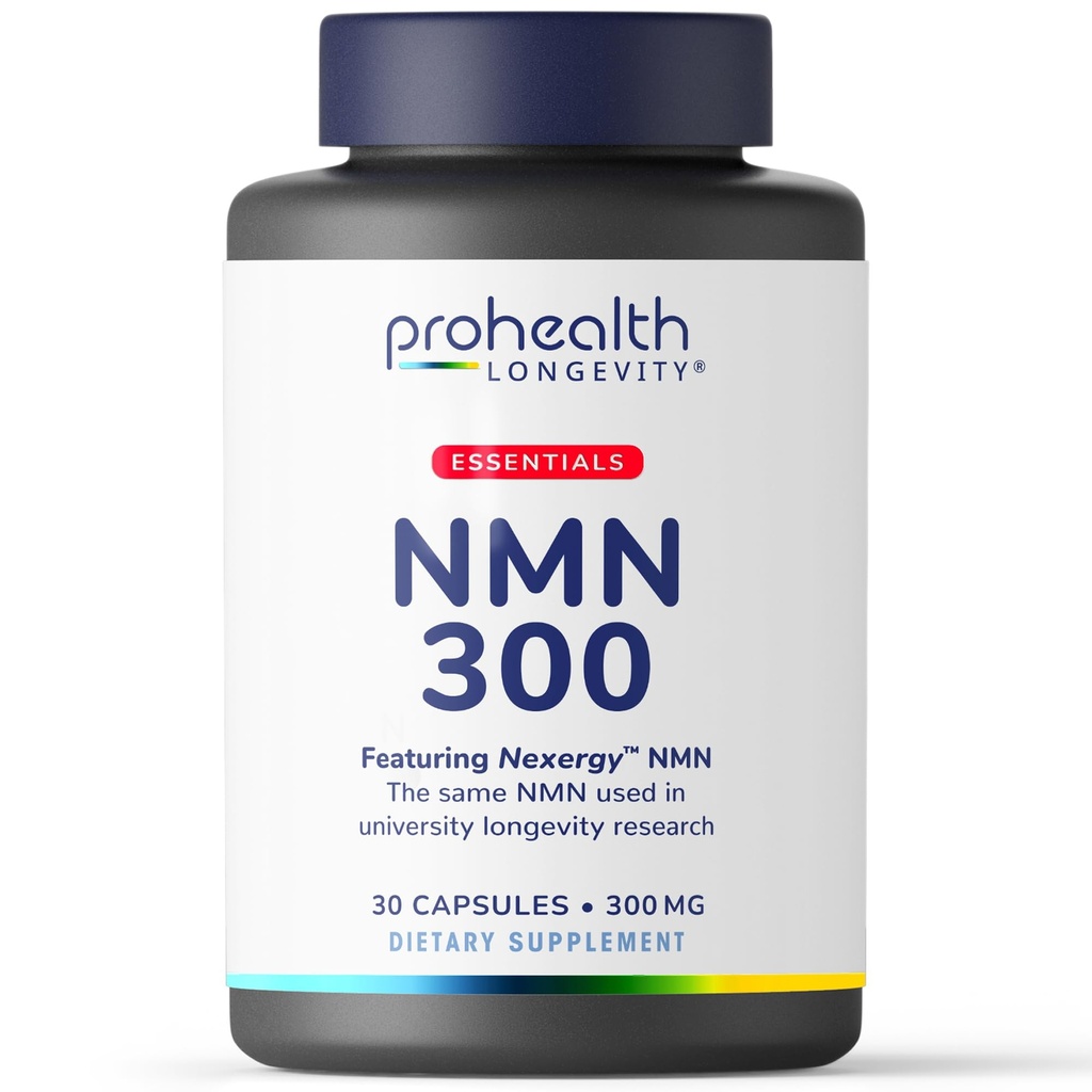 ProHealth Longevity Essentials NMN 300 (300mg, 30 Capsules) - Featuring Nexergy NMN 300mg Supplement, NAD+ Precursor, Dietary Supplement, Cellular Health, Metabolism Support