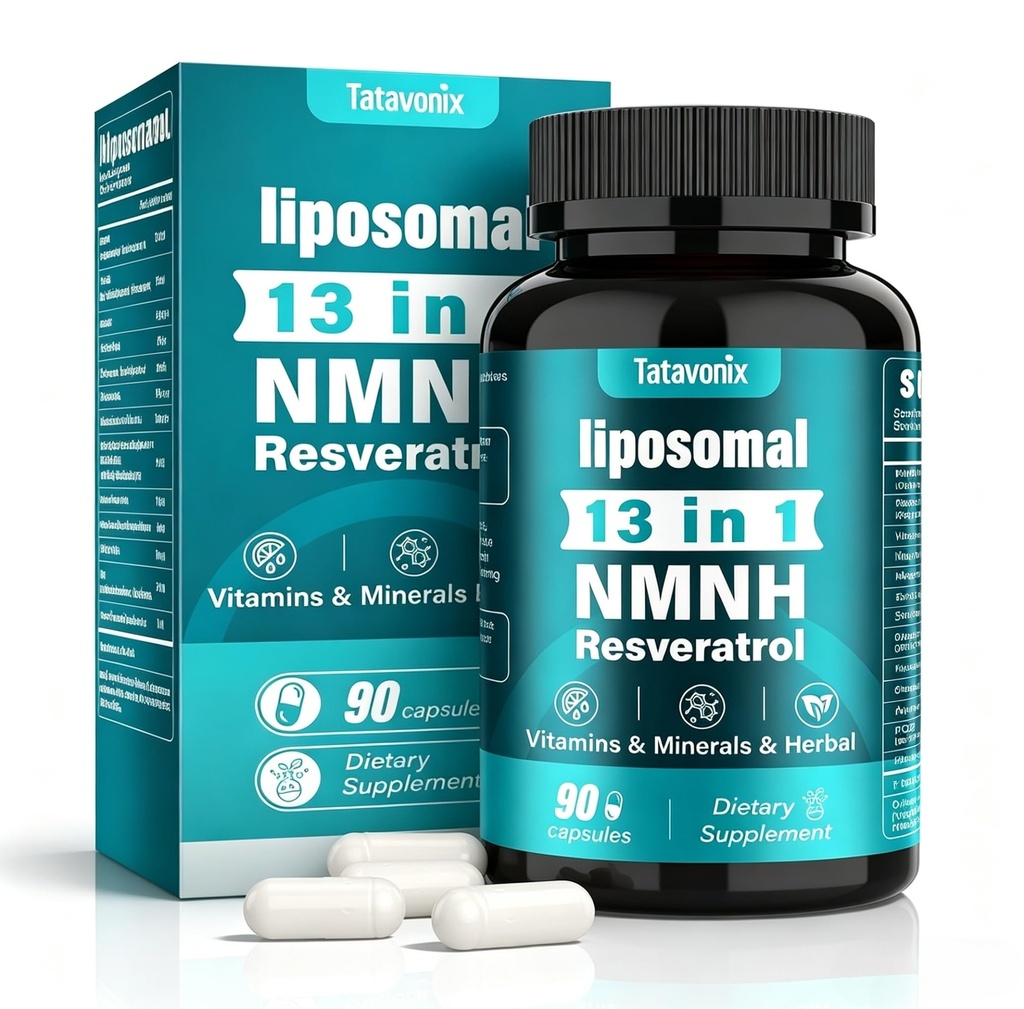 NMN Supplement – NMN Alternative NMNH 1000mg per Serving, 13-in-1 Liposomal NAD+ with Resveratrol & Vitamin C, Non-GMO, Gluten-Free – Supports Energy, Focus & Healthy Aging – 90 Capsules