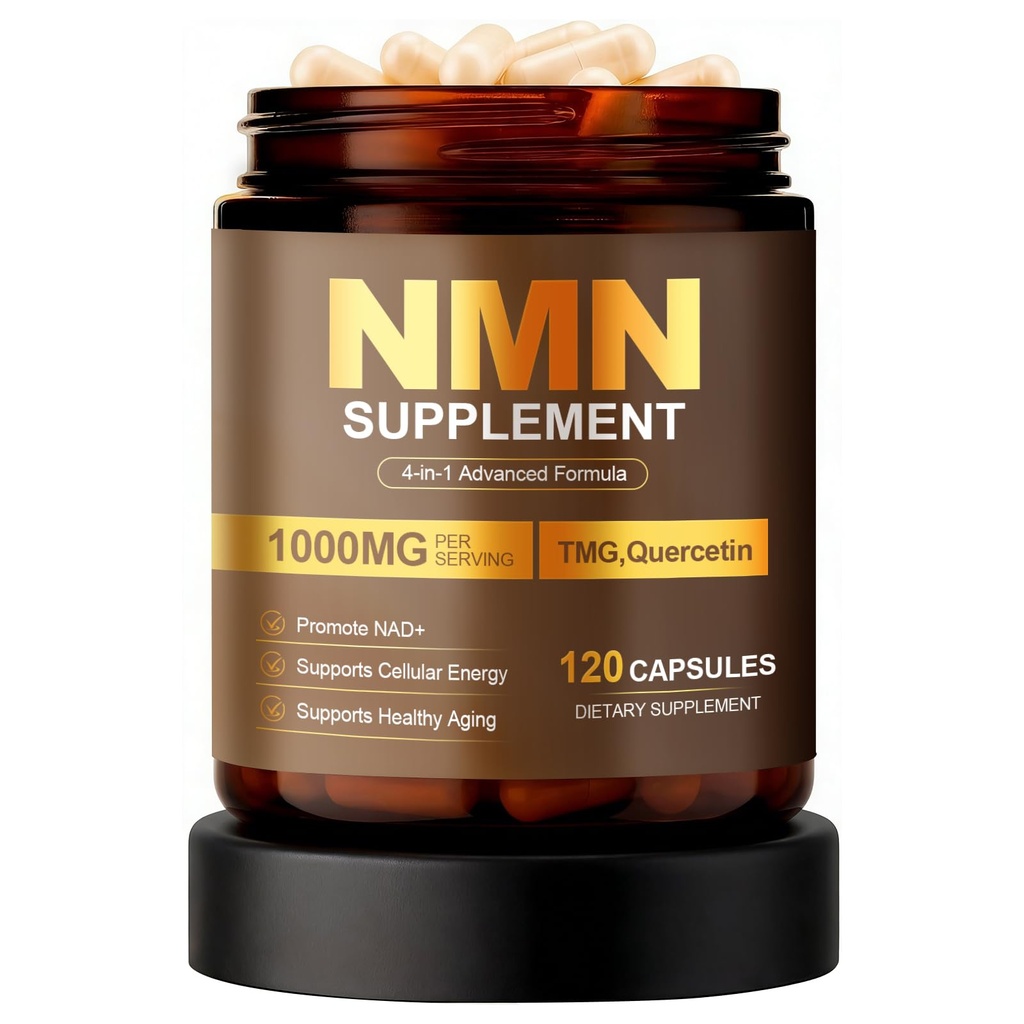 NMN Supplement – 4-in-1 NAD Supplement with Resveratrol, Quercetin & TMG | Supports Energy & NAD+ Levels, NMNH Alternative for Women and Men, 120 Capsules