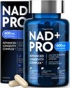 NAD Supplement 600mg for Men and Women with Resveratrol, CoQ10, PQQ, TMG and Apigenin - 6-in-1 Cellular Energy and Longevity Complex - Acid-Resistant Capsules, 60 Count