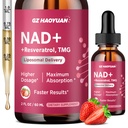 NAD Liquid Supplement for Women, Liposomal NAD+ Drops 1200MG with NAD Plus Resveratrol, Tmg, Quercetin, Anti-Aging, Cell Regeneration, Energy & Metabolism Support, Strawberry Flavor