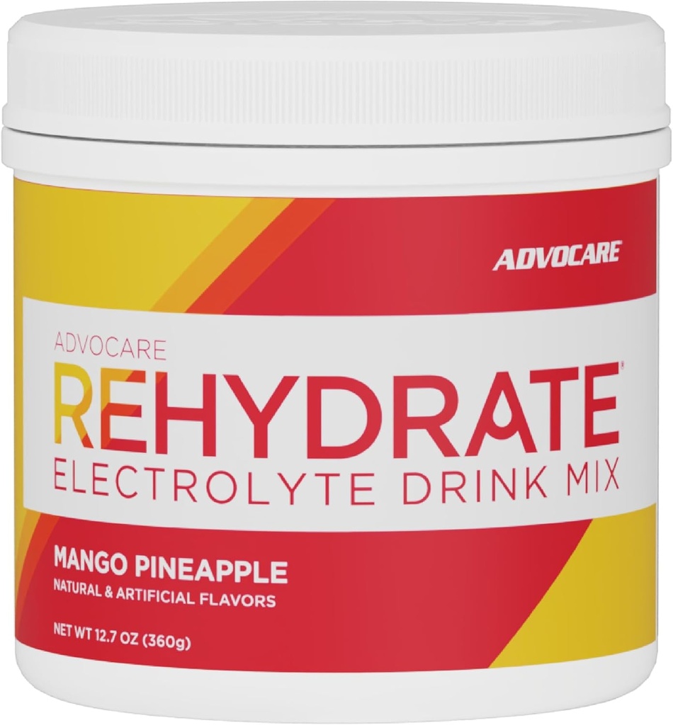 AdvoCare Rehydrate - Ηλεκτρολυτικό Μείγμα Ποτού - Περιλαμβάνει Μαγνήσιο, Νάτριο, Κάλιο & Ασβέστιο - Αντιοξειδωτικό & Αμινοξύ Ενισχυμένο - Υποστηρίζει Ενυδάτωση & Ανάκτηση - Mango Ανανάς, 12.7 oz