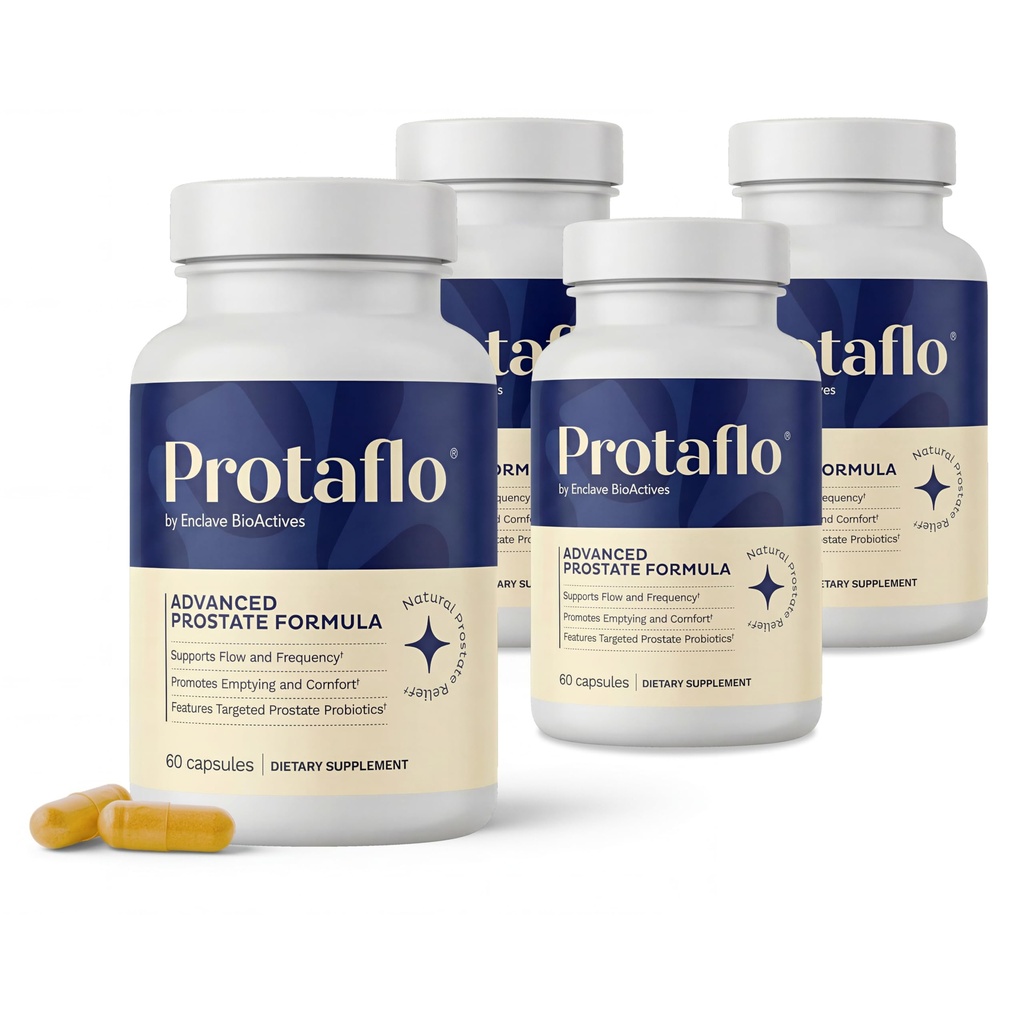 Prostate Supplements for Men 4 Pack - Supports Urinary Flow & Bladder Control | Probiotics + Black Walnut, Nettle, Turmeric, Lycopene, Pumpkin Seed, Vitamin D3 & K2, Zinc + Selenium, 60 Caps