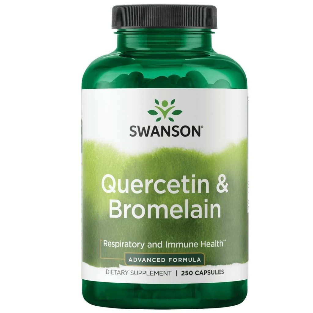 Swanson Quercetin & Bromelain-Promote Respiratory Health Support-Aid Seasonal Immune System Health-Support Cholesterol Levels Already w/i Normal Range (250mg Quercetin/78mg Bromelain) 250 Caps 2 Pack