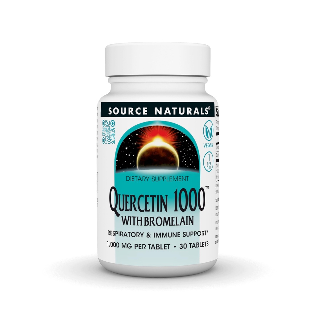 Source Naturals Quercetin 1000 with Bromelain, Respiratory and Immune Support*, 1,000 mg Tablets, 30 Count
