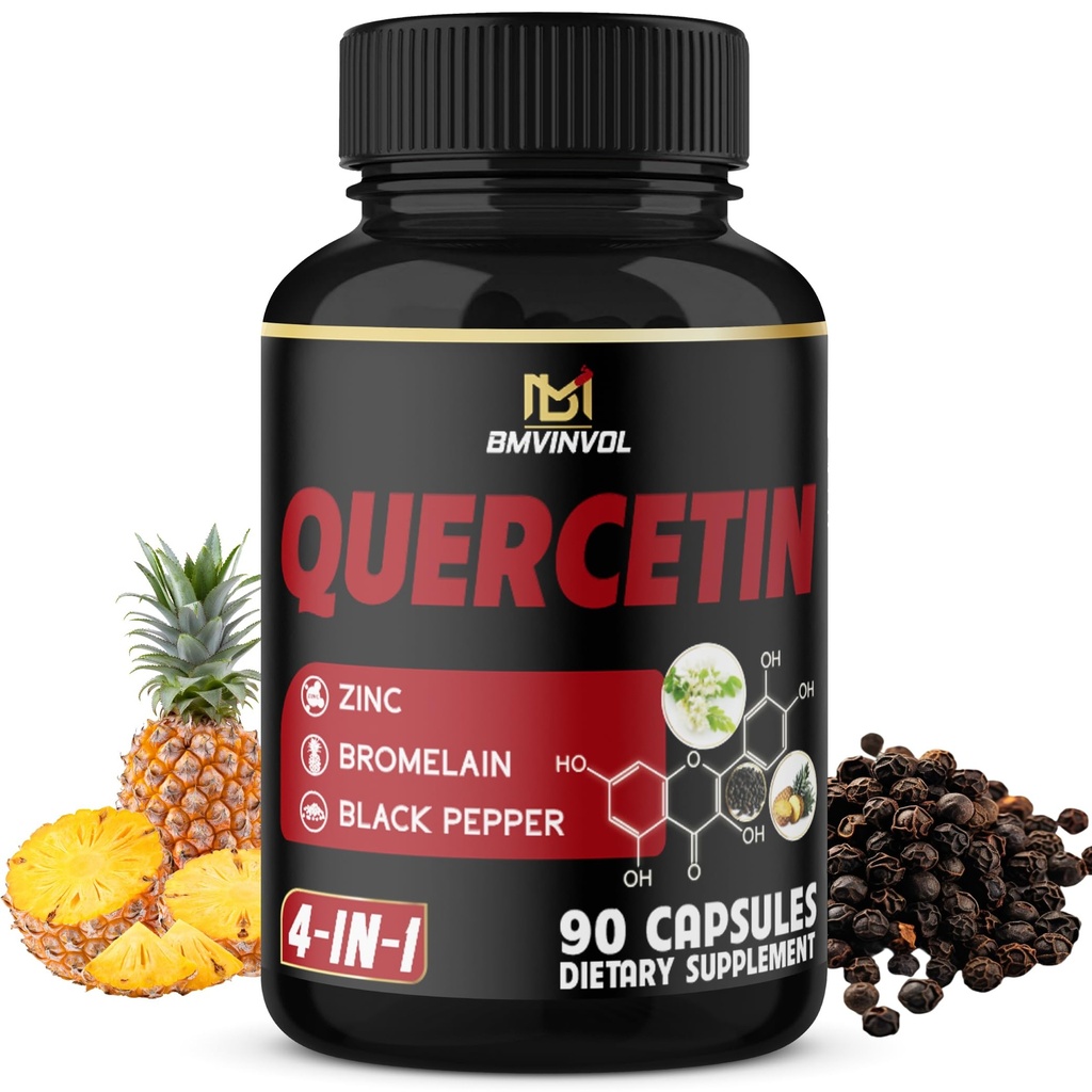 BMVINVOL Quercetin Supplement - Supports Cardiovascular Health, Immune System and Antioxidant - with Bromelain, Black Pepper Extract - 3 Months Supply