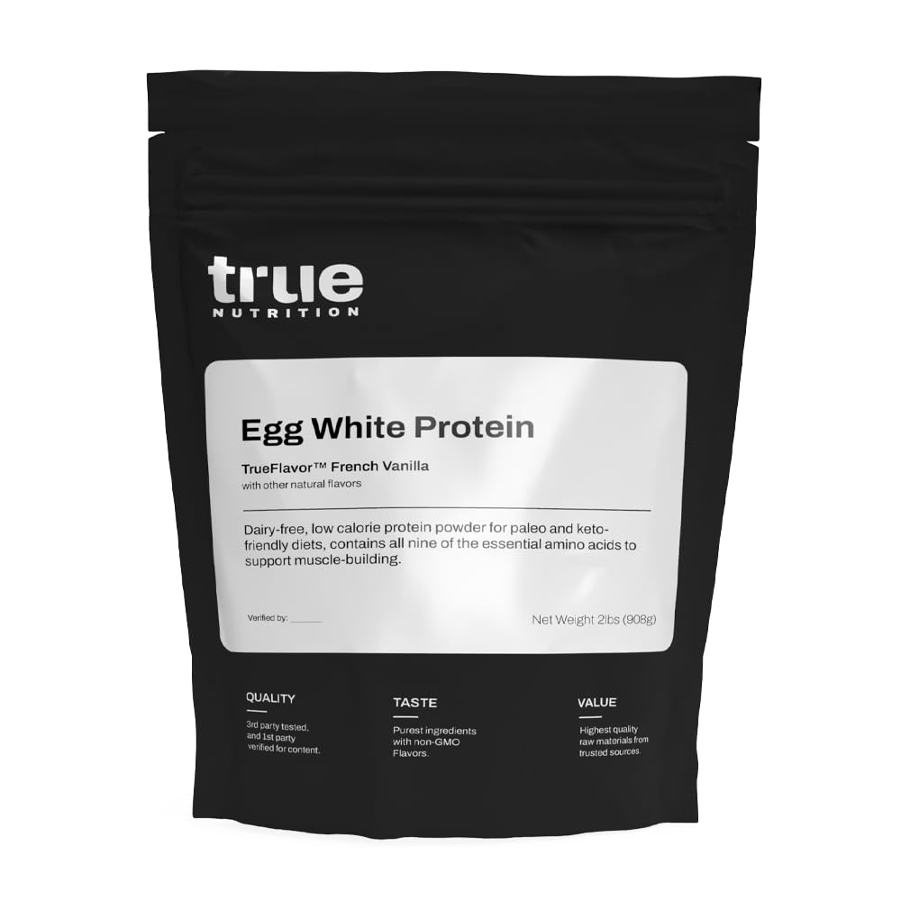 True Nutrition Egg White Protein Powder - 24g Dairy Free Lactose Free Egg Protein - Paleo, Keto, Carnivore, Gluten Free, Soy Free, Non-GMO - French Vanilla - 2 lb