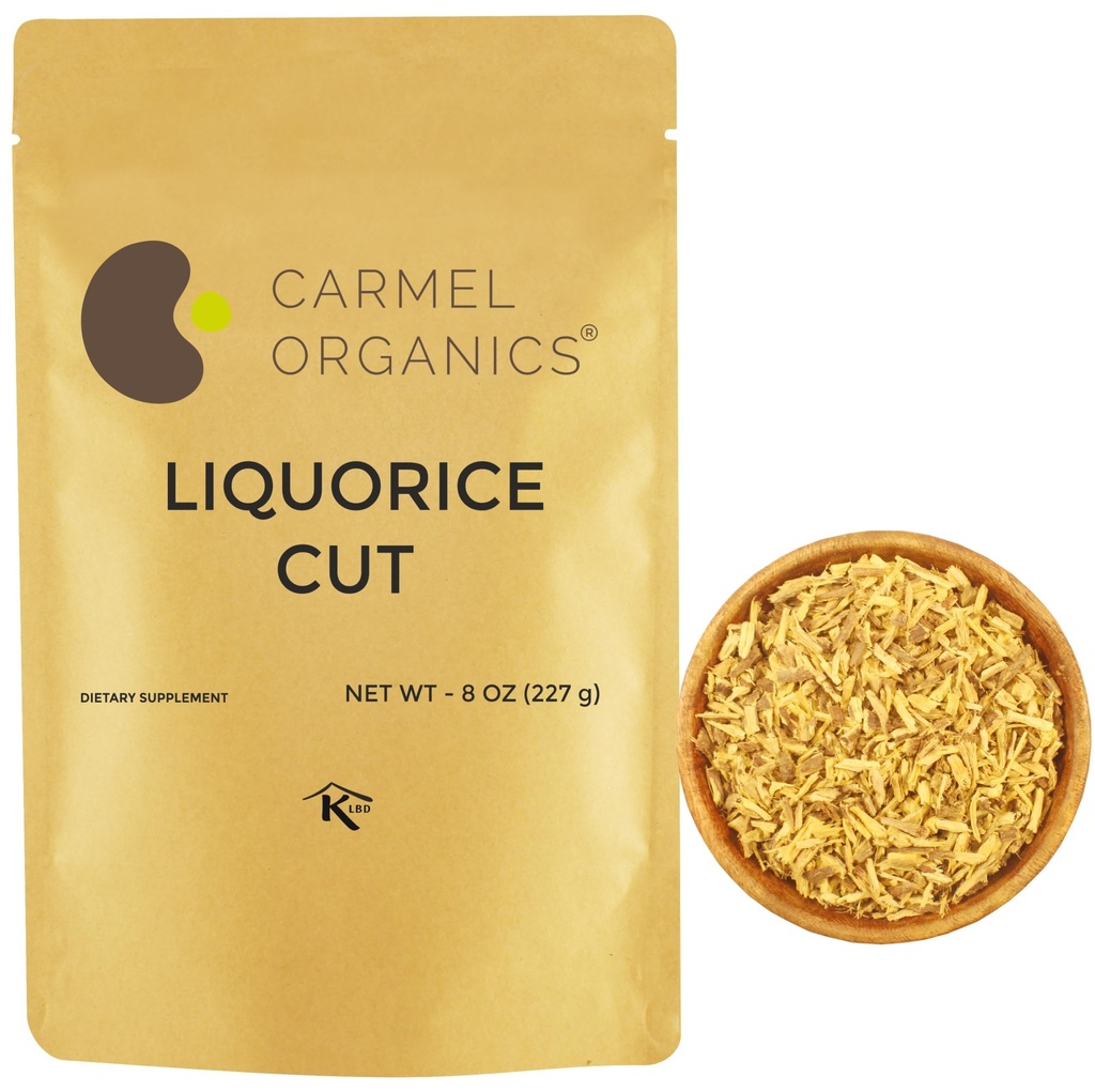 CARMEL ORGANICS Licorice(Mulethi) Root Cut 8 Ounce | Indian Yashtimadhu for Your Health,Skin and Hair Care | Glycyrrhiza Glabra | No Added Preservatives