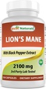 Best Naturals Lions Mane Mushroom Supplement 2100mg - 120 Κάψουλες - Υποστηρίζει ψυχική σαφήνεια, εστίαση & ανοσοποιητική υγεία - Προστέθηκε μαύρο πιπέρι για μέγιστη απορρόφηση