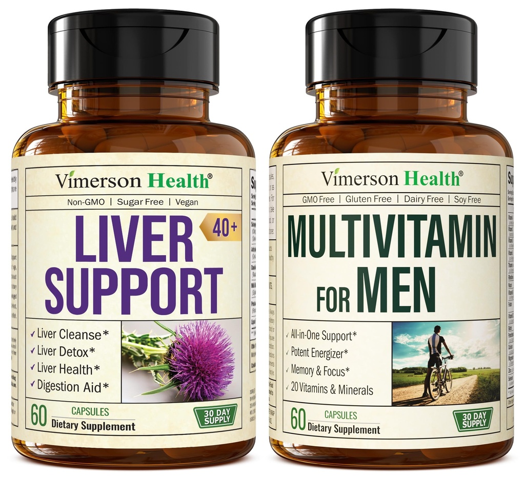 Liver Cleanse Detox & Repair Milk Thistle Supplement & Multivitamin for Men - Πλήρης Mens Πολυβιταμίνες & Multiminerals με Βιταμίνη Α, C, D, E, B12, Ψευδάργυρος, και περισσότερες Βιταμίνες για τους άνδρες