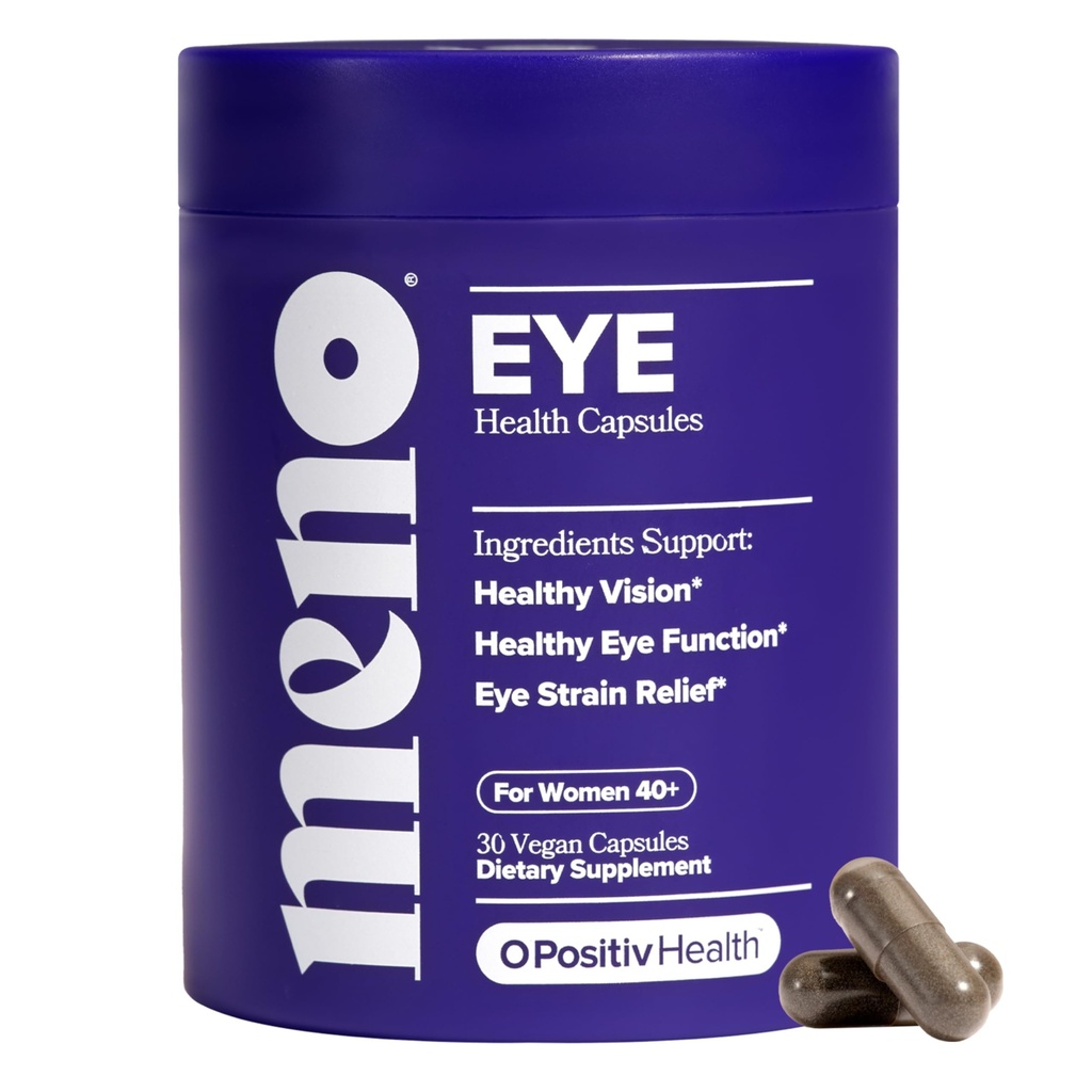 O Positiv MENO Eye Health Capsules – Daily Support for Eye Strain, Occasional Dryness & Healthy Tear Production – with Lutein, Zeaxanthin, Bilberry Extract, Vitamin A & Lycopene – 30 Servings