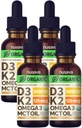 NUSAVA Organic Vitamin D3 K2 Drops with MCT Oil, Vanilla, Pack of 4 | Bone, Heart and Immune Support, Vitamin D3 and K2 with MCT Oil and Omega 3, No Fillers, Liquid Drops for Women and Men