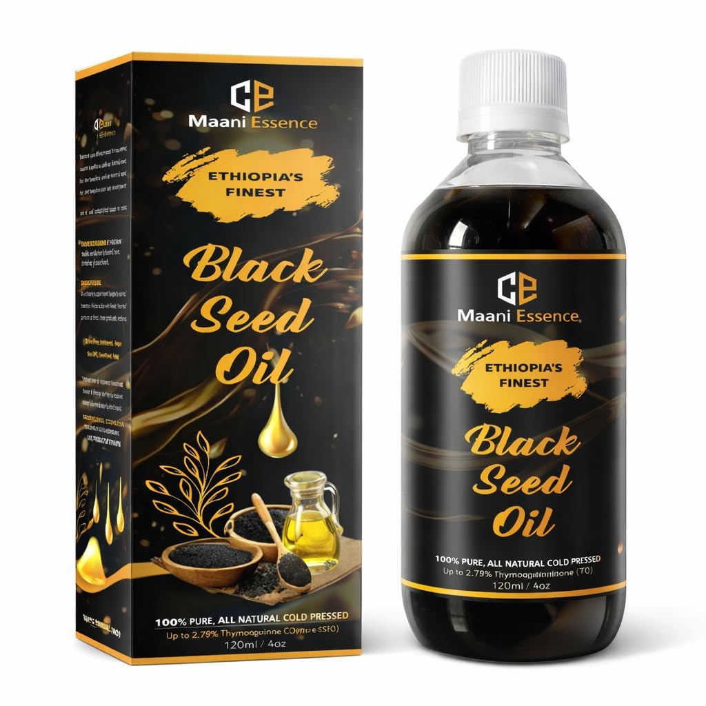 120ML Ethiopian Black Seed Oil Cold Pressed Nigella Sativa Black Cumin Seed Oil, Unrefined & Non-Filtered, High TQ up to 4.64% Supports Immune System, Digestion & Joints