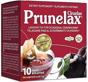 Prunelax Ciruelax Κανονική δύναμη Laxative Τσάι Τσάι Τσάι Τσάι Τσάι - Φτιαγμένα με φυσικά εκχυλίσματα Senna, για περιστασιακή δυσκοιλιότητα, Senna Extract - 10 Τσάντες