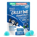 Creatine Monohydrate Gummies Complex for Men & Women - 120 Gummies Advanced Formula, L-Taurine + Βιταμίνη B12 για μυϊκή δύναμη, μυών Builder, Energy Boost, Pre-Workout Supplement -Blueberry