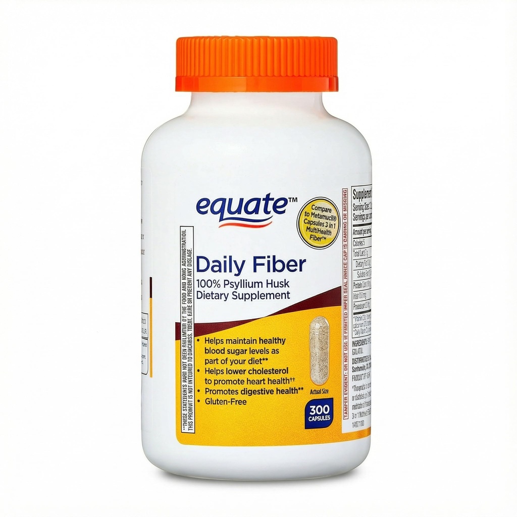 Psyllium Husk Fiber Capsules, Daily Fiber Supplement Capsules, Unflavored, Gluten Free Formula, 300 Count