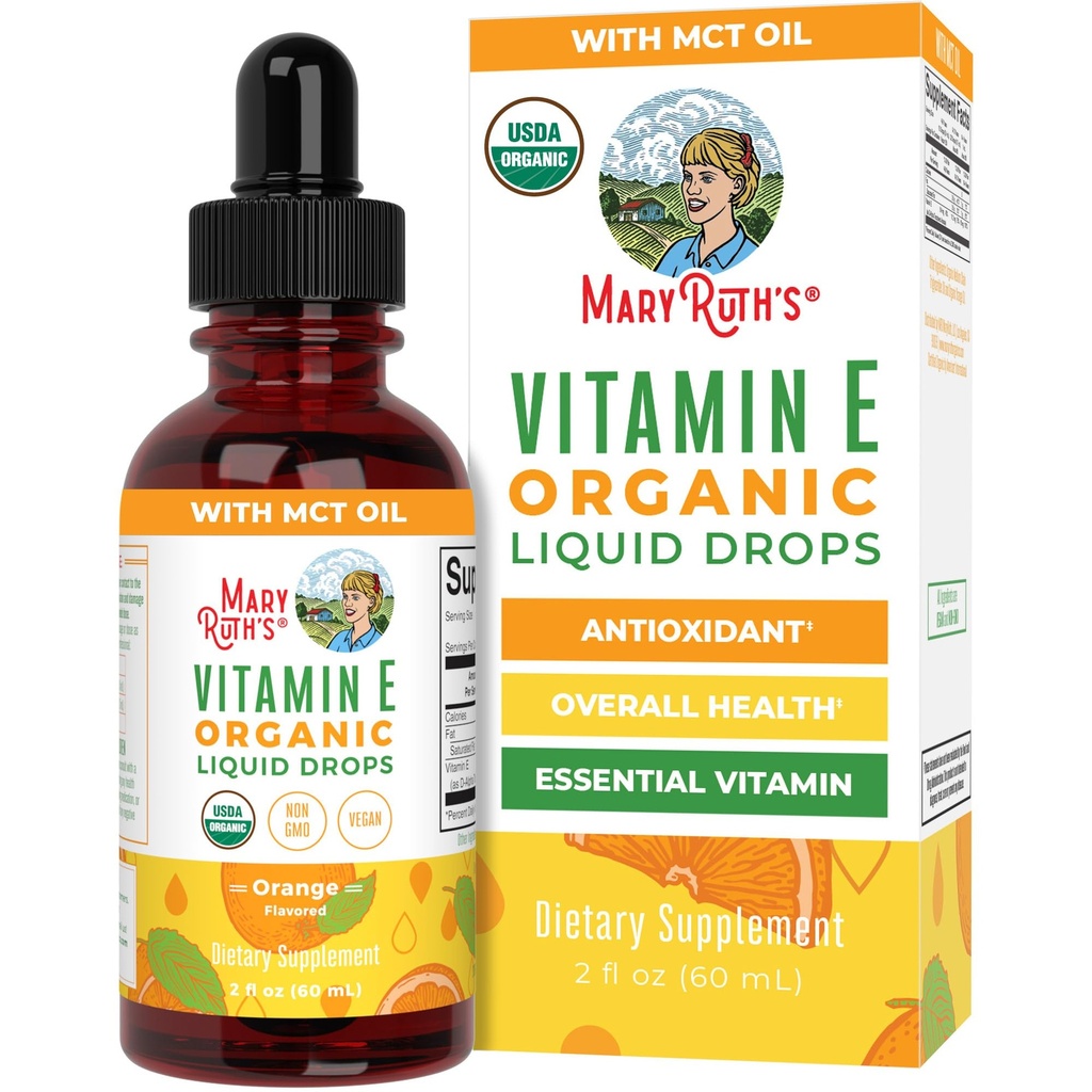 MaryRuth Organics USDA Vitamin E Liquid Drops 2 Month Supply | Bone and Joint Health | Cognitive Health for Adults and Kids | Sugar Free, Vegan, Non-GMO, Gluten Free | 2 Ounces