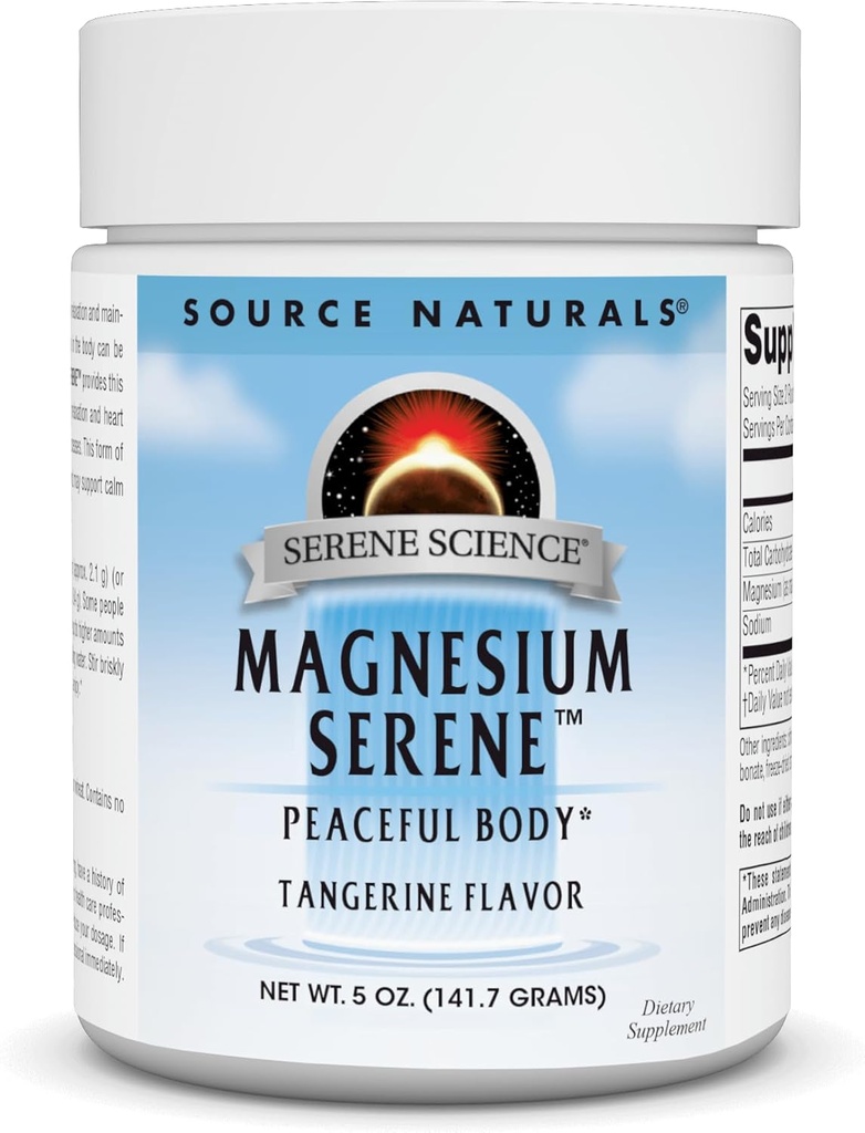 Source Naturals Serene Science Magnesium Serene, Peaceful Body*, Tangerine Γεύση - 5 ουγγιά σκόνη