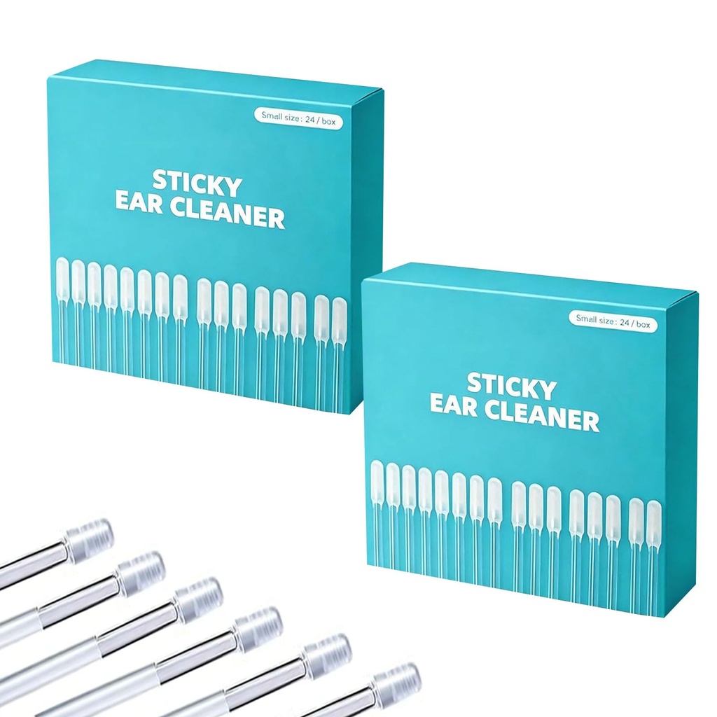 Sticky Ear Cleaning Stick,48 Pcs Ear Wax Removal Tool,Safe Adhesive Ear Pick,Reusable Resin Gel Ear Stick for Adults