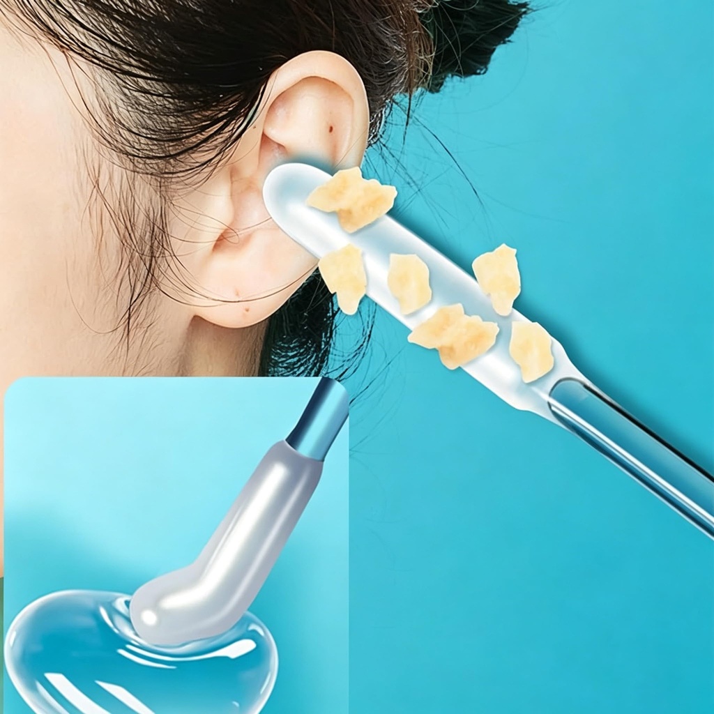 Sticky Ear Cleaning Stick, 48PCS Reusable Silicone Adhesive Ear Wax Removal Tools, Soft Earpick Swabs with Dust Cover, Portable Gentle Ear Care Kit for All Ages
