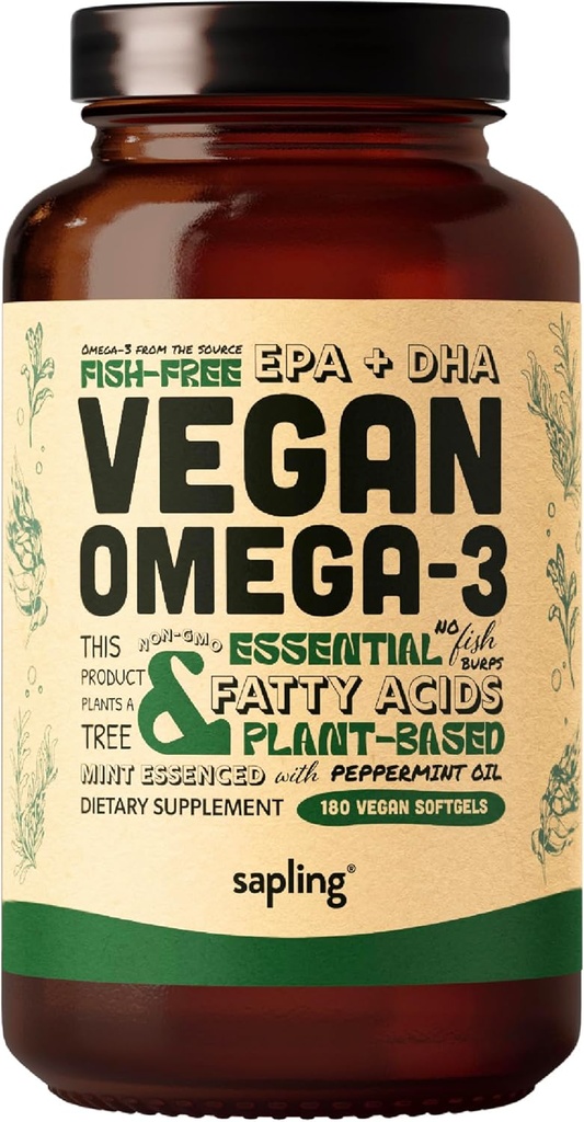 Vegan Omega 3 συμπλήρωμα - Plant Based DHA & EPA Λιπαρά Οξέα - Carragenan Δωρεάν, Εναλλακτική για το ιχθυέλαιο, Υποστηρίζει την καρδιά, τον εγκέφαλο, κοινή υγεία - Βιώσιμα που προέρχονται από την άλγη, Fish Oil Δωρεάν - 180 Softgels