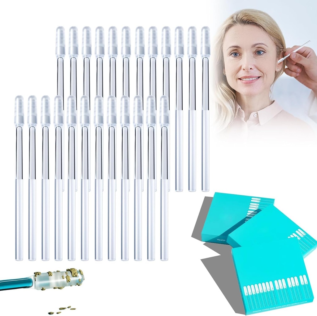 48 Pcs Sticky Ear Cleaning Stick, Adhesive Ear Wax Removal Tool & Ear Cleaning Tool Kit, Gentle Cleaning Stick with Dust Cover for All Ages