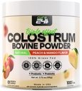 Bovine X3 Colostrum Supplement Powder for Humans, 100% καθαρό φυσικό χόρτο Fed Superfood, High IgG, Plus Probiotic & Prebiotic, Φυσικό Ροδάκινο-Μάγκο Γεύση, Κατασκευασμένο στις ΗΠΑ