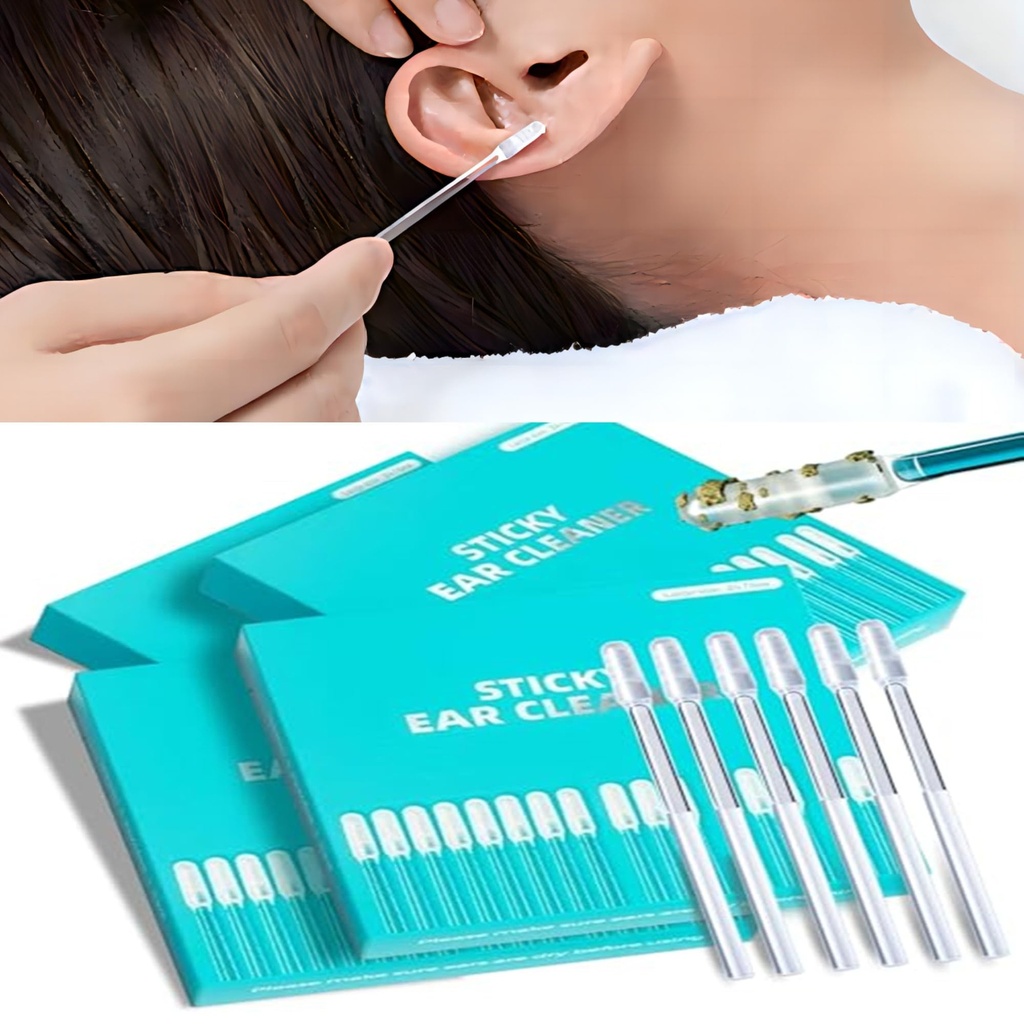 48 Pack Enhanced Adhesive Ear Digging Stick for Children's Safety Ear Cleaner for Adult Spiral Ear Wax Removal Ear Scoop Earwax Remover Tool with Dust Cover Packaging (L)