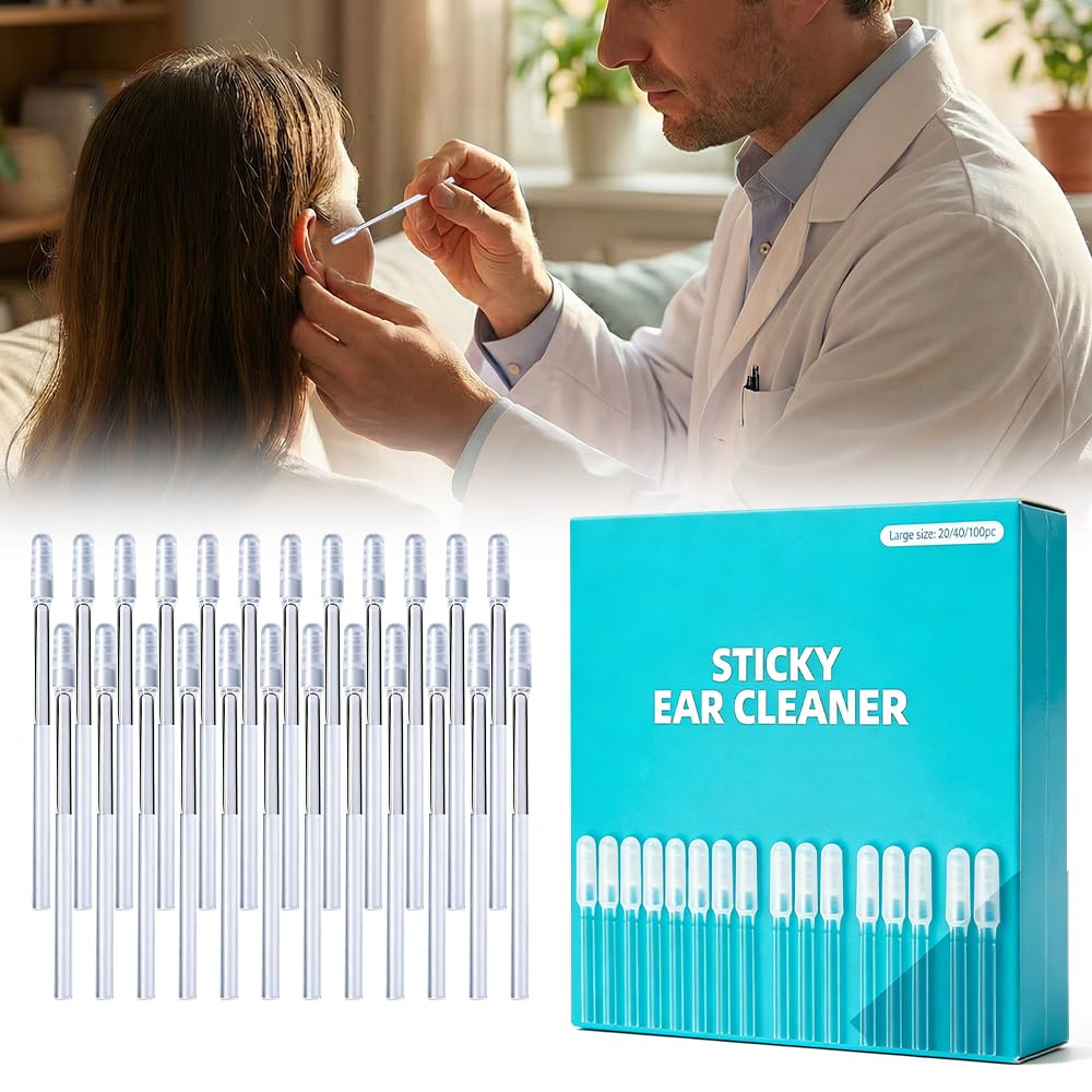 Sticky Ear Cleaning Stick for Adults, 2026 New Reusable Sticky Ear Cleaner Picks, Removal Adhesive Swabs Gentle Soft Ear Scoop Remover Tool with Dust Cover Packaging (Small, 24pcs)