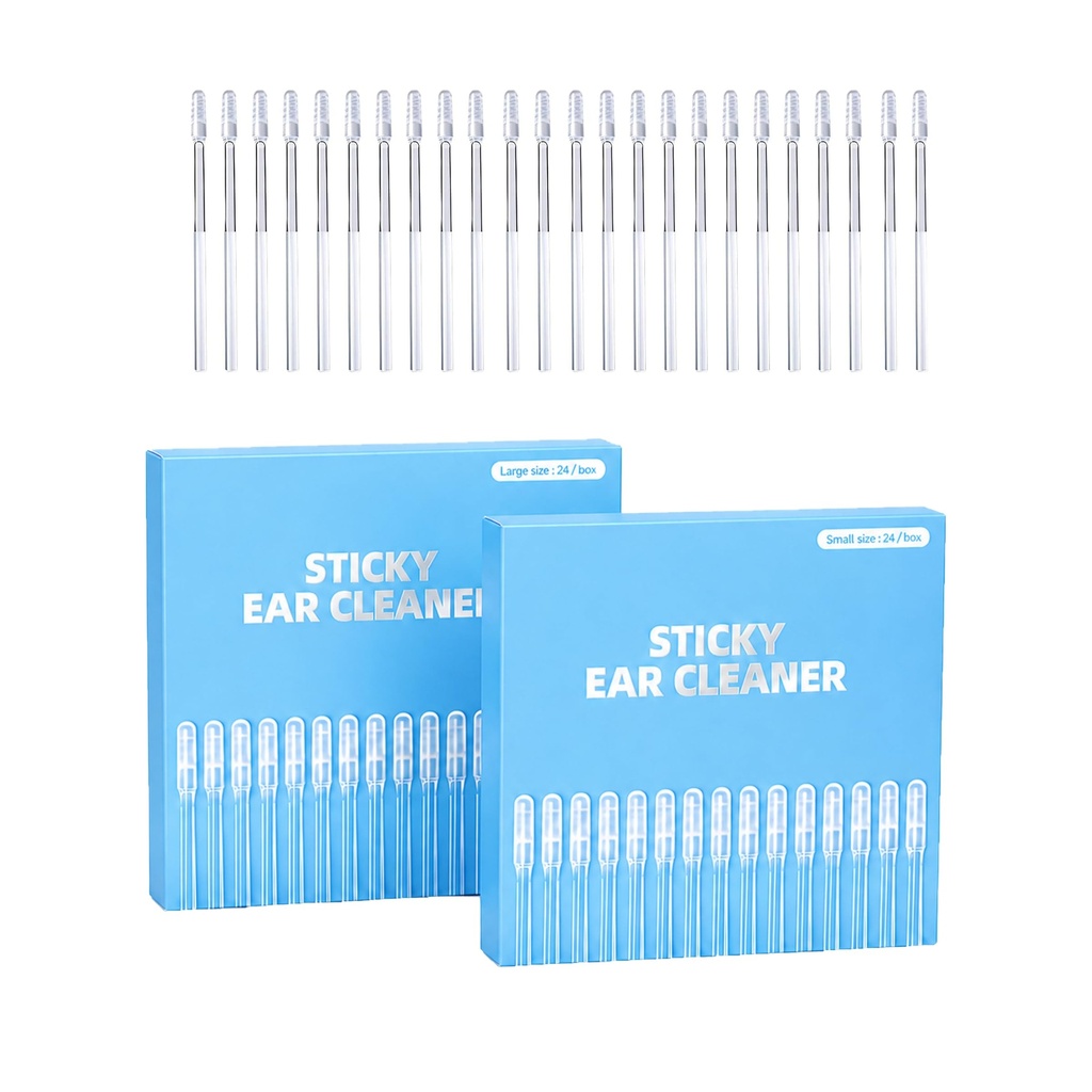 48 pcs Sticky Ear Cleaning Stick, Reusable Ear Cleaning Tools with Soft Rubber Head, Gentle Adhesive Ear Pick for Ear Wax Cleaning, Adhesive Ear Cleaning Sticks for All Ages
