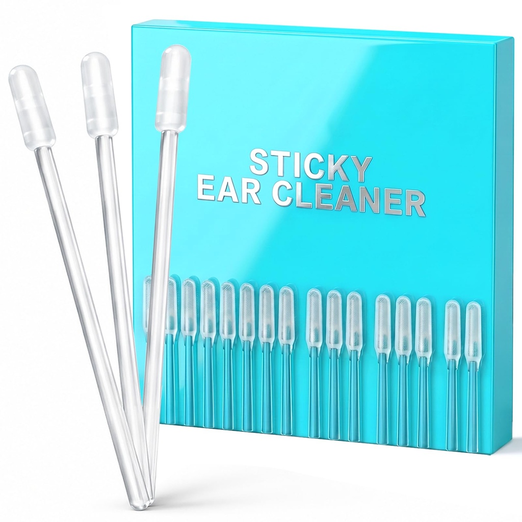 Sticky Ear Cleaning Sticks (24 Pcs) – Adhesive Ear Wax Remover for Adults & Kids, Reusable Self-Adhesive Ear Cleaner Stick Pick with Spiral Tip | Gentle Ear Hygiene Tool for Daily Care