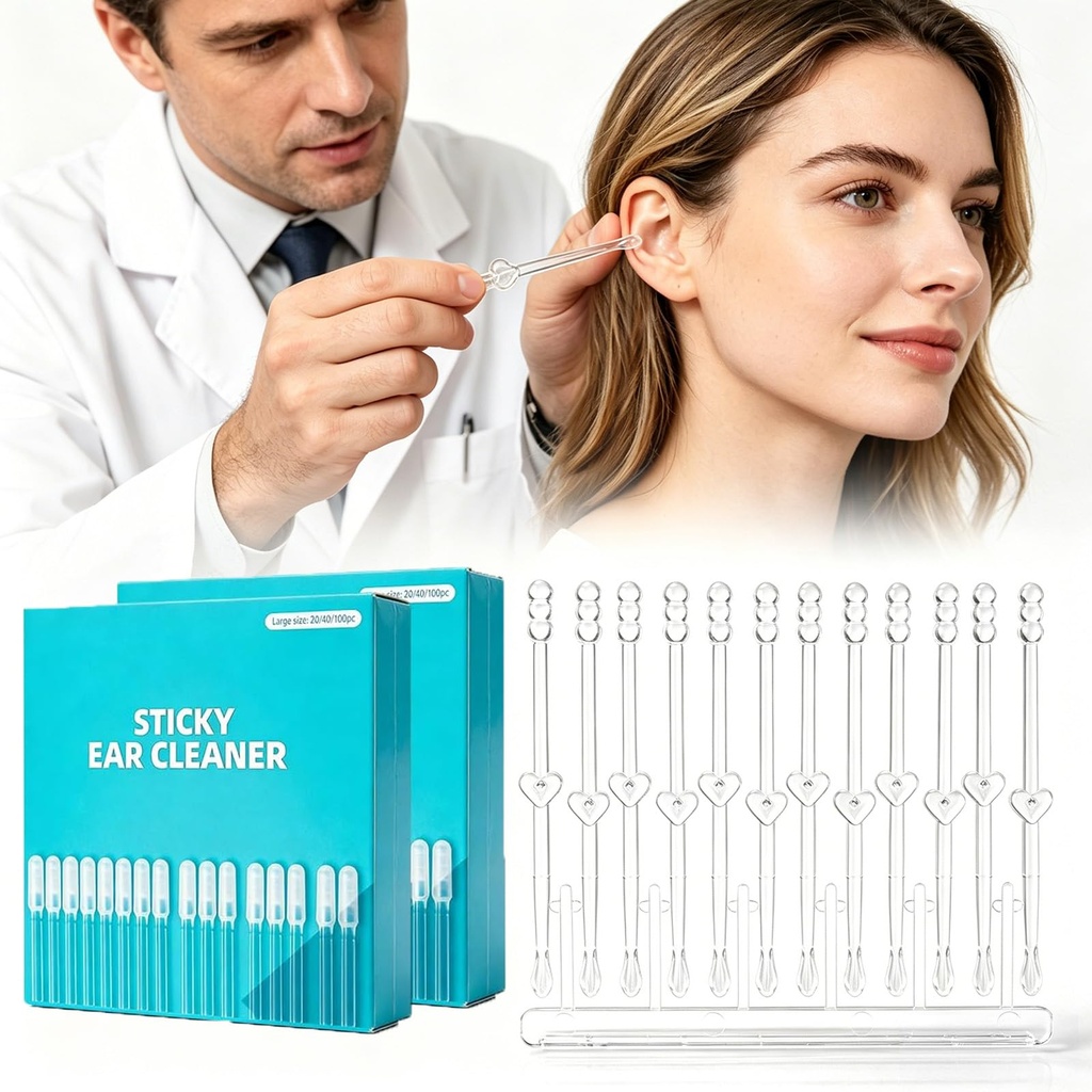 48 PCS Earwax Removal Adhesive Swabs, Reusable Ear Cleaning Tools with Soft Rubber Head, Safe Ear Cleaning Sticks for All Ages, Ear Wax Removal Tool & Ear Cleaning Tool Kit
