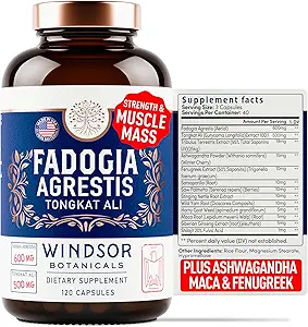 Fadogia Agrestis and Tongkat Ali Συμπληρωματικό - Fadogia Agrestis 600mg, 500mg Longjack Tongkat Ali για τους άνδρες, Maca Root, Fenugreek, Ashwagandha, Saw Palmetto to Support Energy, Stamina, Vitality - 120 Caps