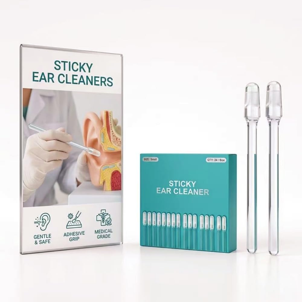 Sticky Ear Cleaning Sticks,Reusable Ear Cleaning Tools with Soft Rubber Head,Gentle Adhesive Ear Pick for Ear Wax Cleaning,Home Personal Care Hygiene Kit for Adults (24PCS, Small)
