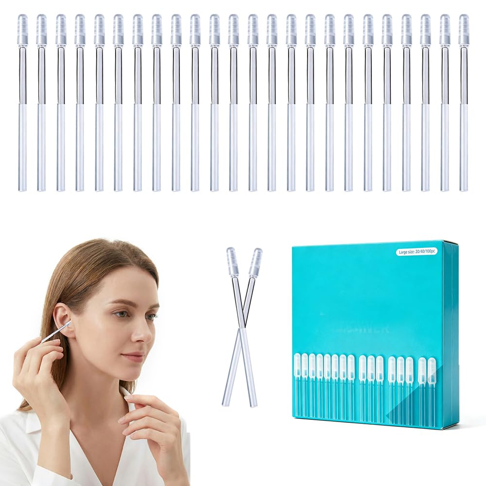 Earwax Removal Adhesive Swabs, Gentle Ear Wax Removal Tools with Dust Cover Packaging, Reusable Sticky Ear Cleaning Stick for Adults, Home Personal Care Hygiene Kit (24PCS, Large)