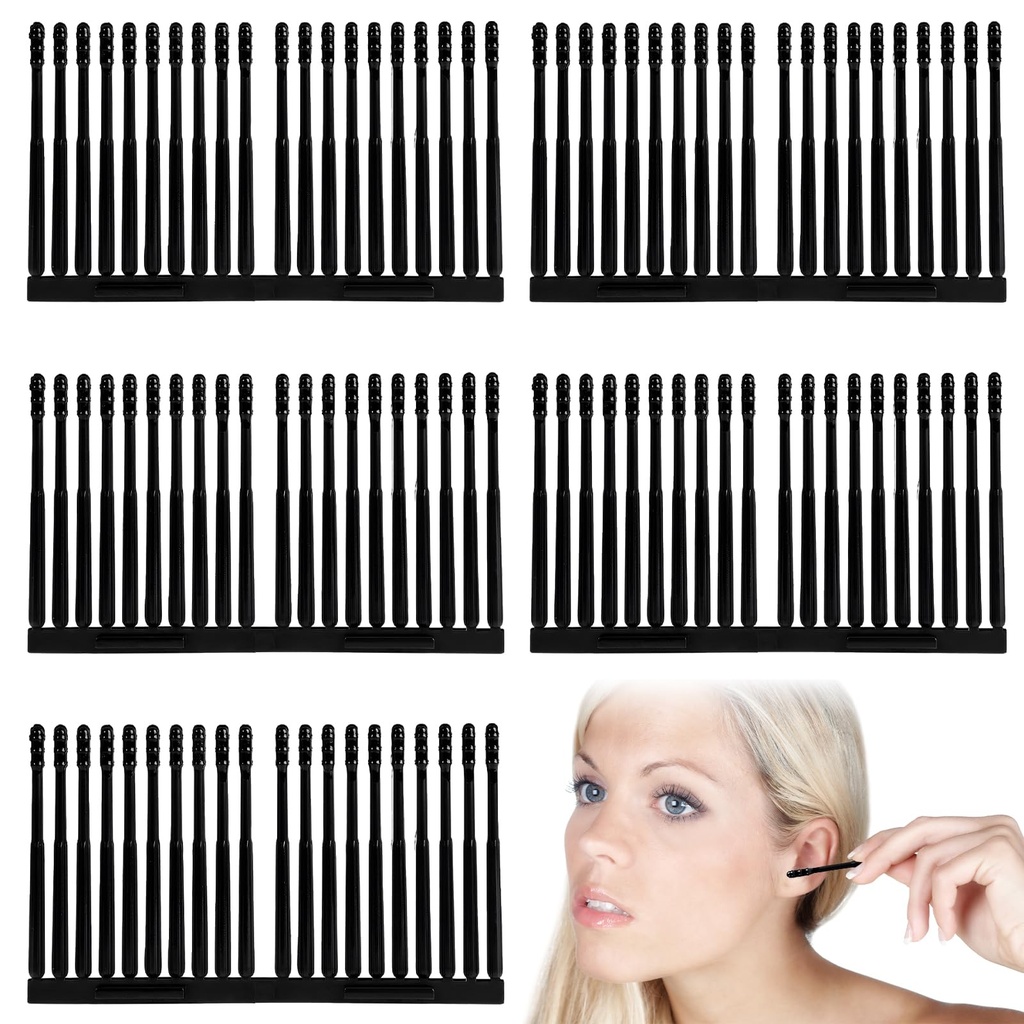 100PCS Sticky Ear Wax Remover, Disposable Adhesive Ear Digging Stick, Earwax Removal Swabs, Safe and Portable, Suitable for Children and Adults (Black)