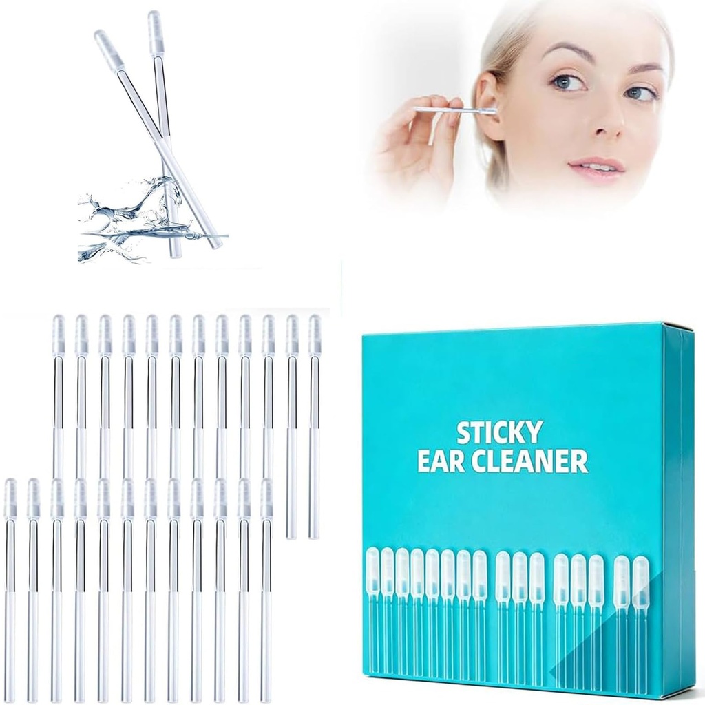 Sticky Ear Cleaning Stick, 2026 New Reusable Ear Cleaner Sticky Pick with Dust Cover Packaging, Adhesive Ears Wax Removal Tools for Kids & Adults (Small,24 Pcs)