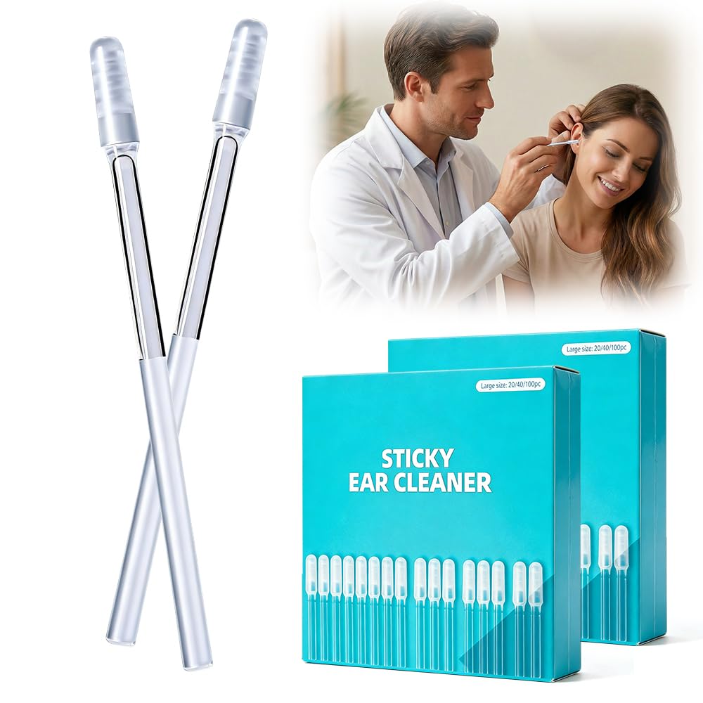 Adhesive Ear Wax Removal Sticks 48pcs, Reusable Soft Head Ear Cleaning Swabs, Safe Sticky Ear Tools for Adults & Children (48pcs)