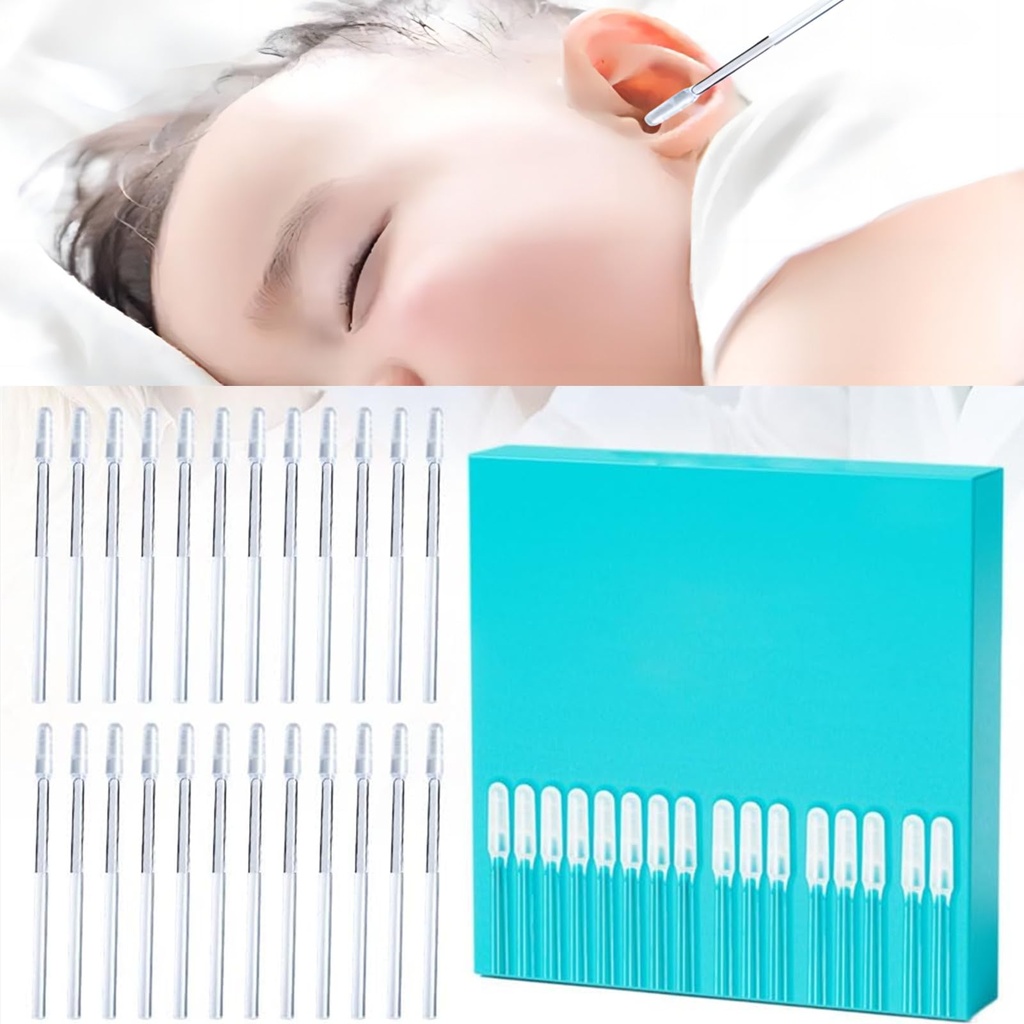 New Reusable Sticky Soft Head Ear Swabs, Adhesive Ear Wax Removal Tools, Ear Cleaning Tools Ear Curette for Kids & Adults (48PCS, S)