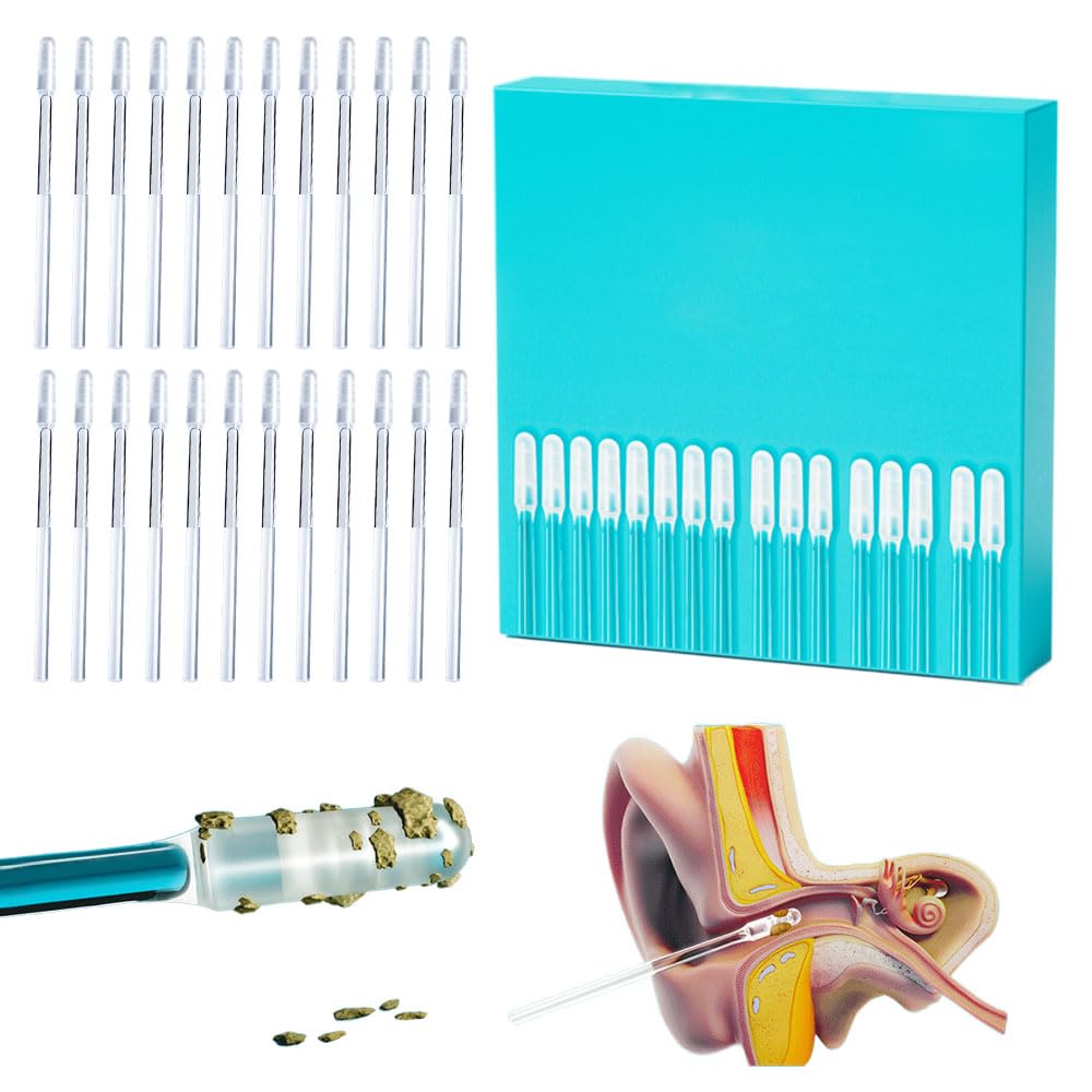 Reusable Earwax Removal Adhesive Swabs, Reusable Ear Cleaning Tools with Soft Rubber Head, Gentle Adhesive Ear Pick for Ear Wax Cleaning, Home Personal Care Hygiene Kit for Adults (24PCS, Large)