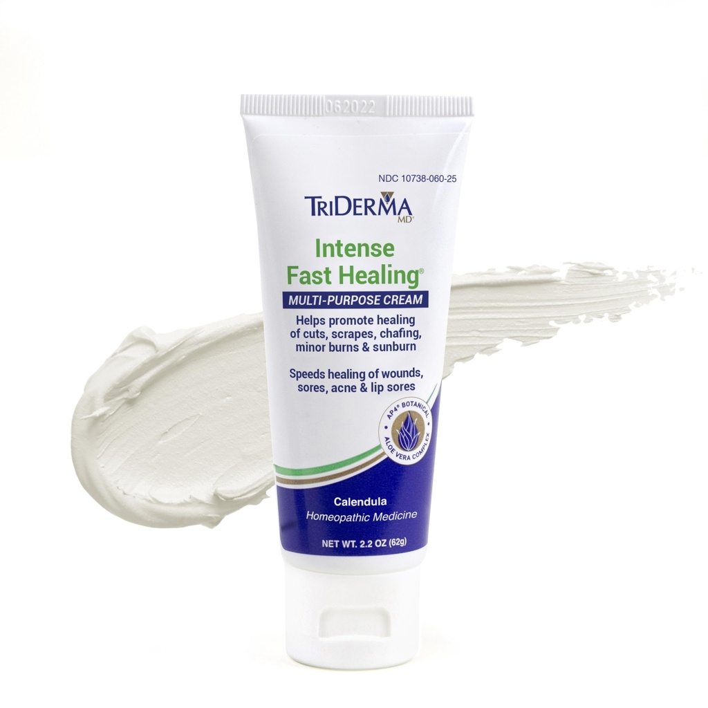 TriDerma Intense Fast Skin Healing Cream for Hard-to-Heal Skin Irritations, Sores, Rashes, Dry, Cracked Hands, Cuts, Chafing, Burns, Scrapes - First Aid Kit Essential - FSA Eligible - 2.2 oz Tube