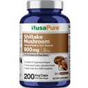 NusaPure Shiitake Mushroom, 900 mg, 200 Veggie Capsules (Non-GMO, Vegan)